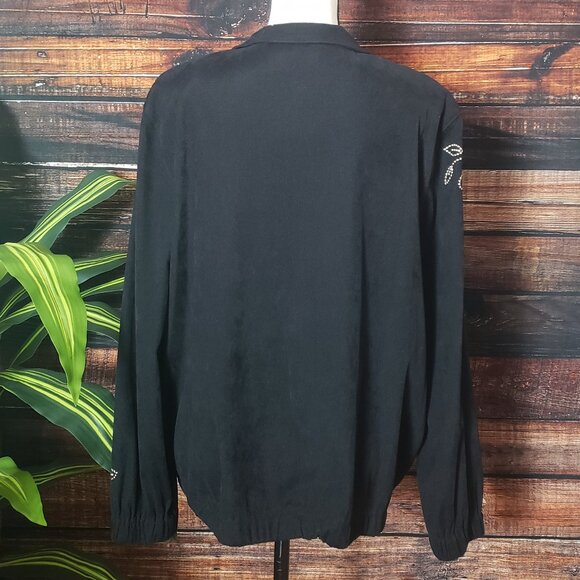 Napa Valley Jacket XL Black Floral Embroidered Beaded Full Zip - Picture 4 of 10